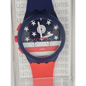 NIB Swatch Olympic Special 2016 SUSZ101 Stars & Stripes Team USA New Battery